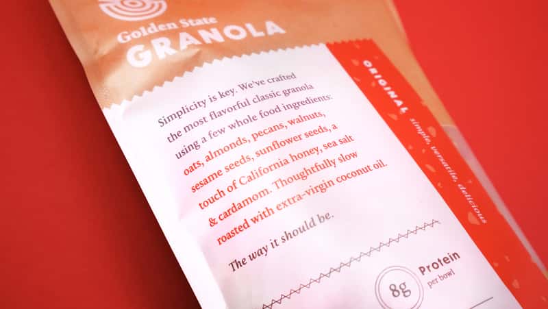 Golden State Granola Packaging Copy